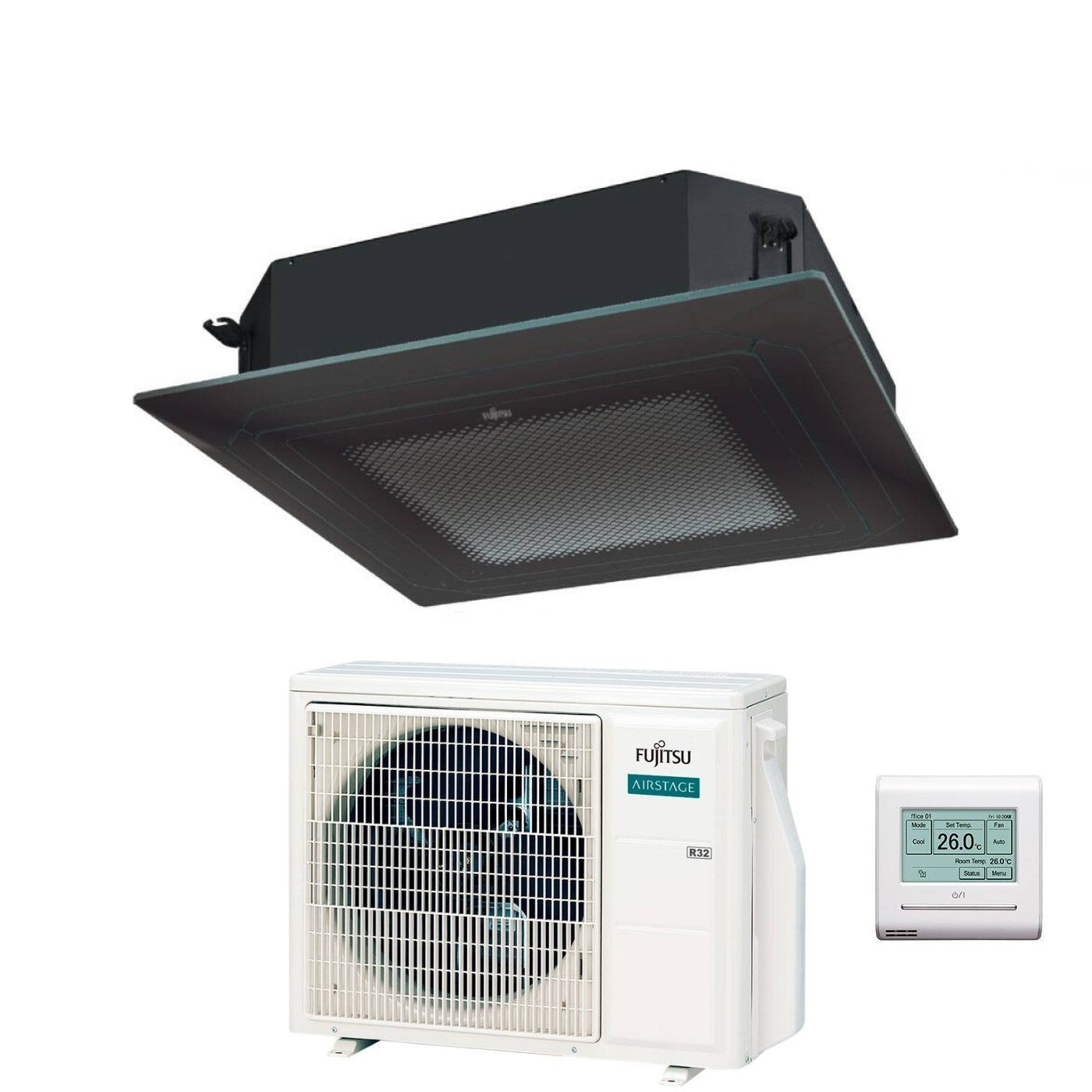 Condizionatore a Cassetta Fujitsu KR Eco Circular Flow Black 18000 Btu AUXG18KRLB R-32 Wi-Fi Optional con Griglia e Filocomando