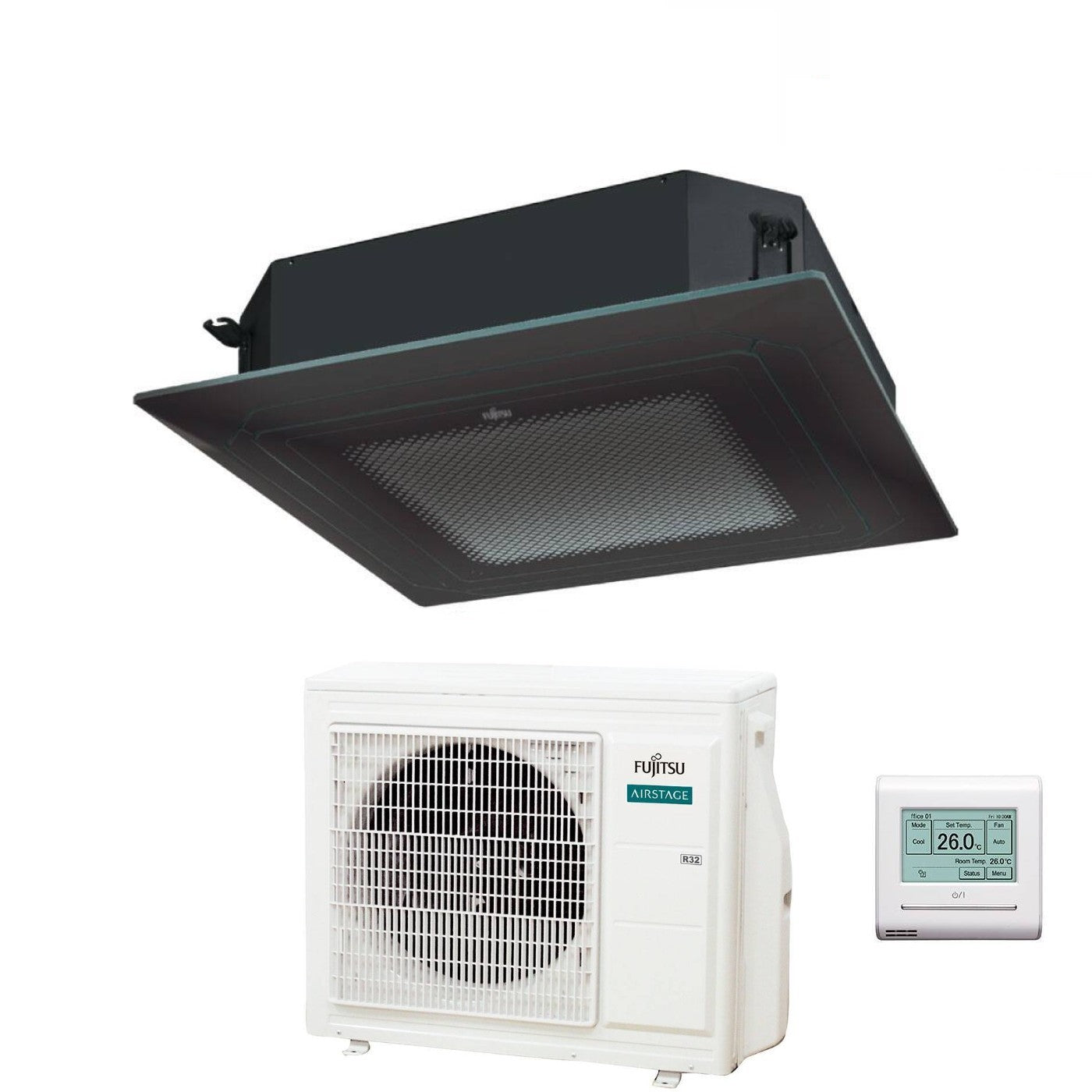 Condizionatore a Cassetta Fujitsu KR Eco Circular Flow Black 24000 Btu AUXG24KRLB R-32 Wi-Fi Optional con Griglia e Filocomando