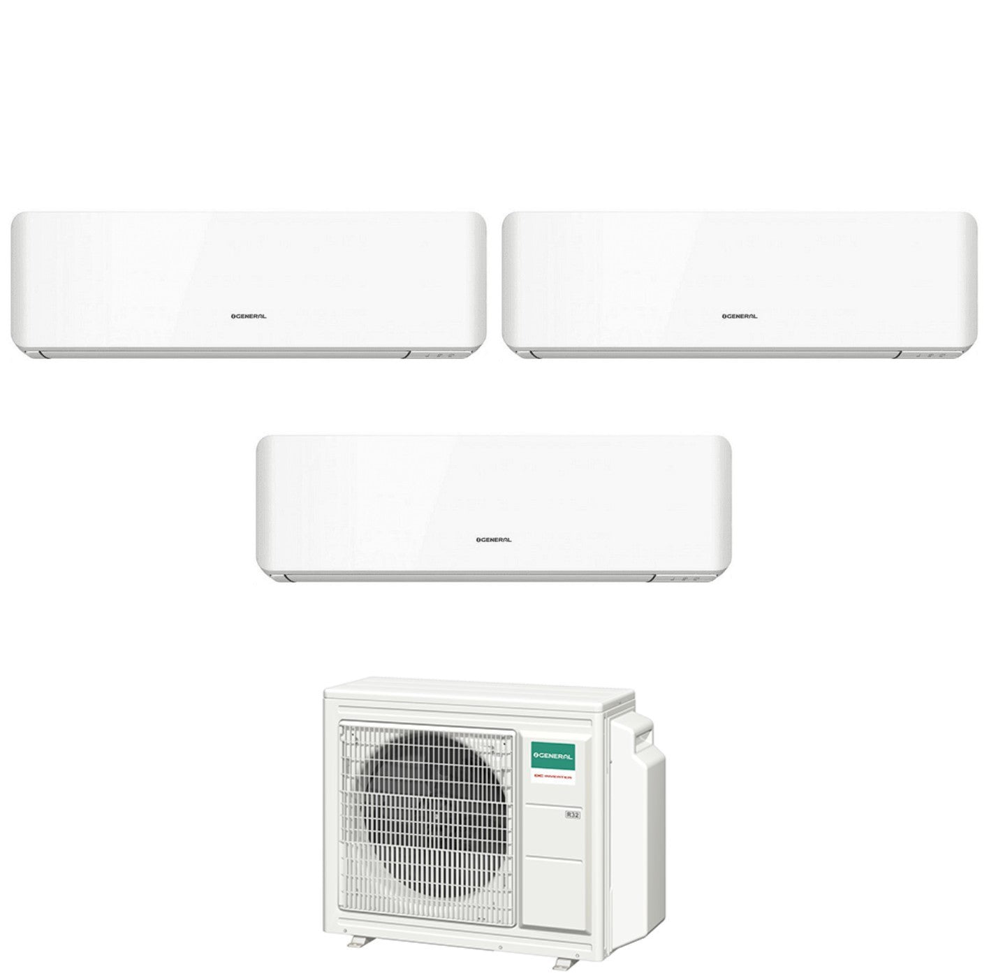 Air conditioner tri-split General Fujitsu Standard KM 7+7+14 with AOHG24KBTA3 R-32 built-in Wi-Fi