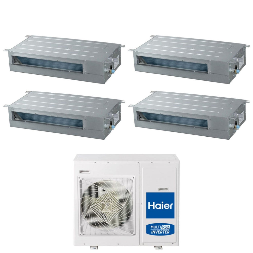 Air conditioner quad-split Canalizzato Slim Haier Inverter Bassa Prevalenza 9+9+9+9 with 4U75S2SR5FA R-32 built-in Wi-Fi 9000+9000+9000+9000