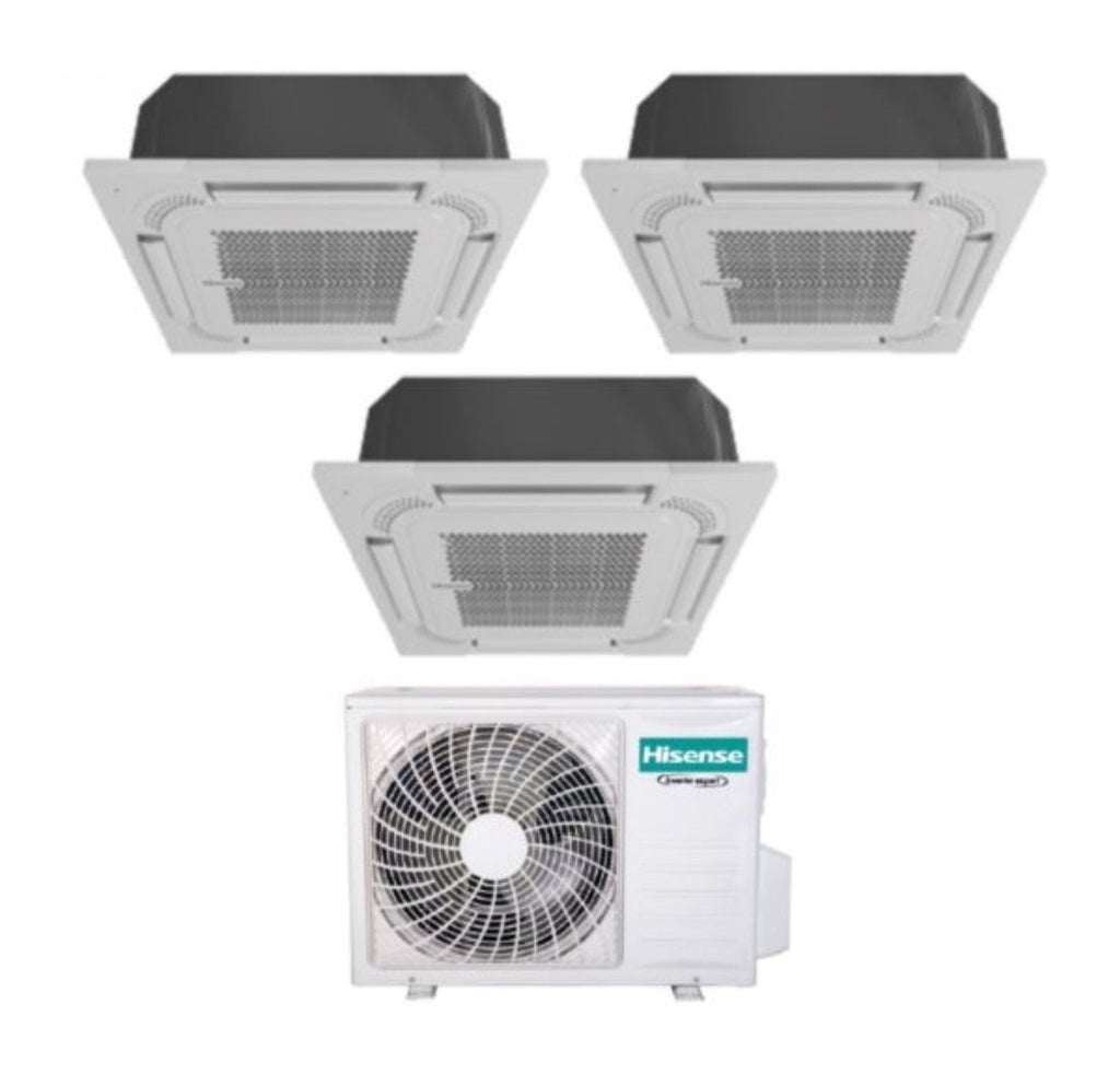 Air conditioner tri-split Hisense Inverter a Cassetta 9+9+12 with 3AMW72U4RJC R-32 optional Wi-Fi 9000+9000+12000 with Telecomando e Pannello Incluso
