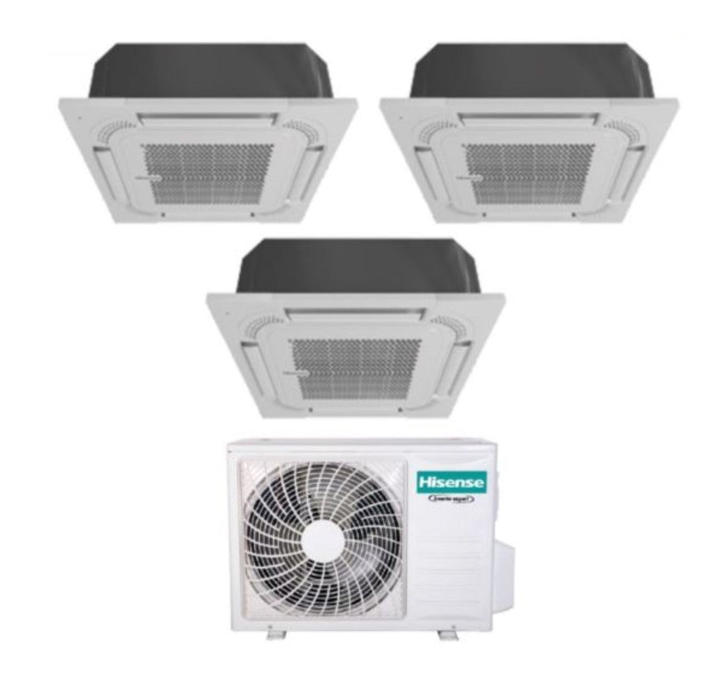 Hisense Trial Split Cassette Air Conditioner 9+9+9 with 3AMW72U4RFA R-32 Optional Wi-Fi 9000+9000+9000 with Remote Control and Panel Included - New
