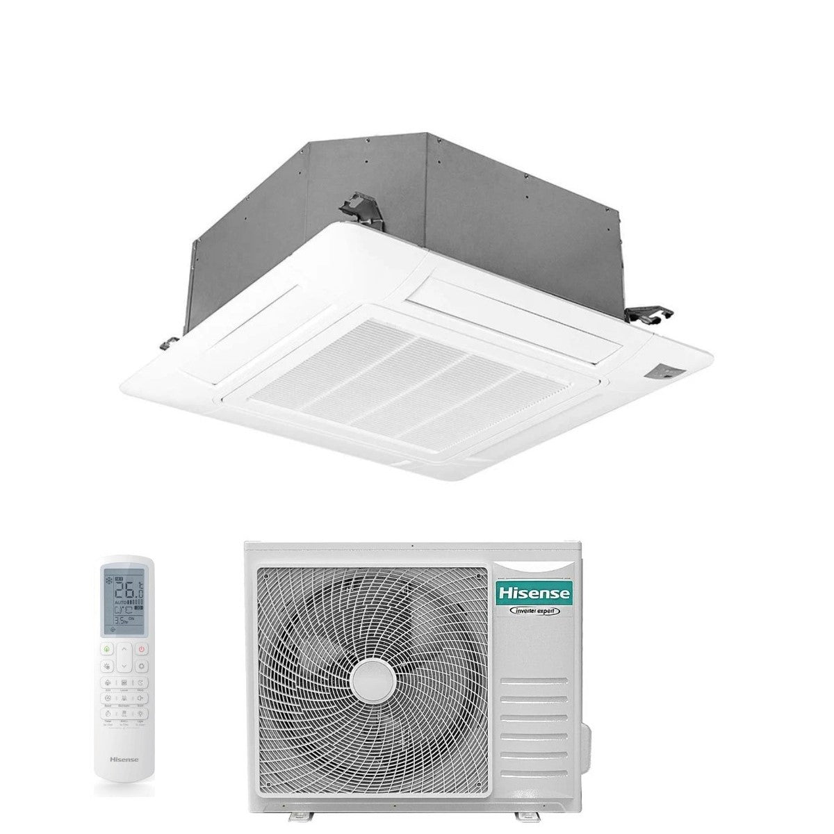 Air conditioner a Cassetta Hisense TURBO 36000 Btu AUC105UR4RKC8 + AUW105U4RW8 R-32 optional Wi-Fi with Telecomando e Pannello Incluso