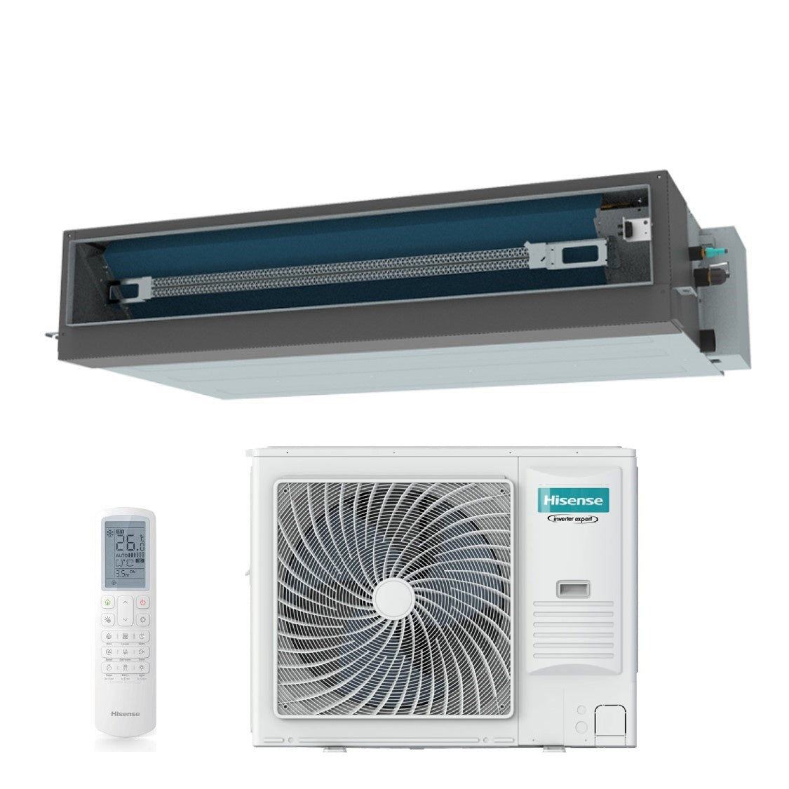 Condizionatore Canalizzato Hisense Turbo 42000 Btu R-32 Wi-Fi Optional con Telecomando di serie