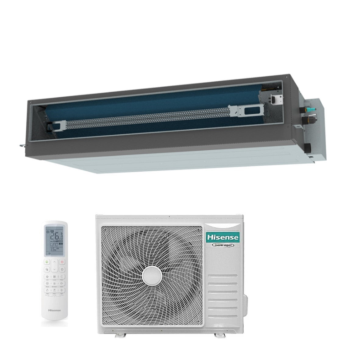 Air conditioner Hisense Canalizzato TURBO 36000 Btu AUD105UX4REH8 + AUW105U4RW8 R-32 optional Wi-Fi with Telecomando di series