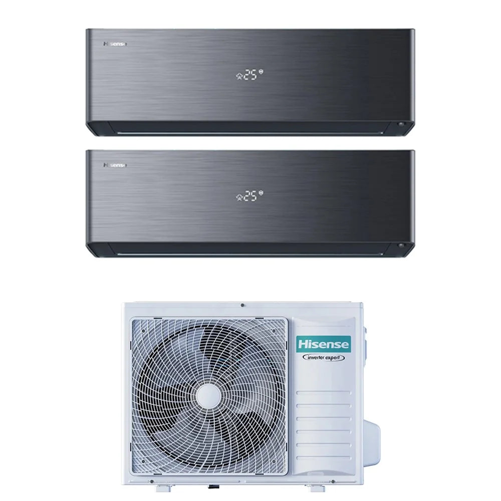 Air conditioner dual-split Hisense Energy Pro X Black 9+12 with 2AMW52U4RXC R-32 built-in Wi-Fi