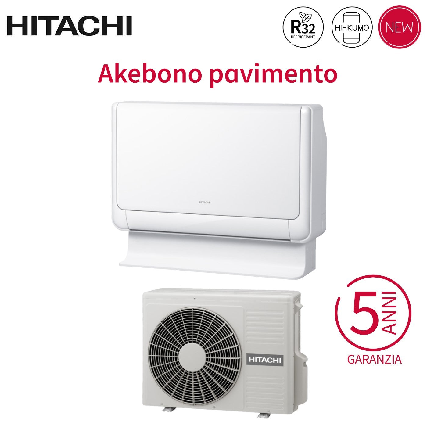 Air conditioner Hitachi a Pavimento Inverter series Akebono 9000 Btu RAF-25RXE R-32 optional Wi-Fi - Novità