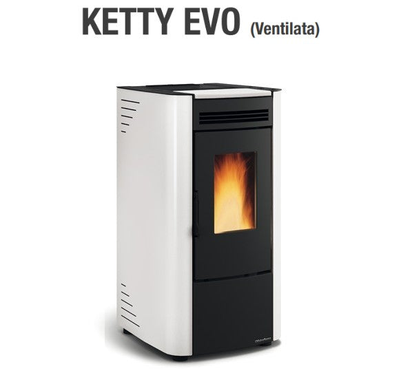 La Nordica Extraflame Pellet Stove Model KETTY EVO 6.5 kW Color White Remote Control Optional