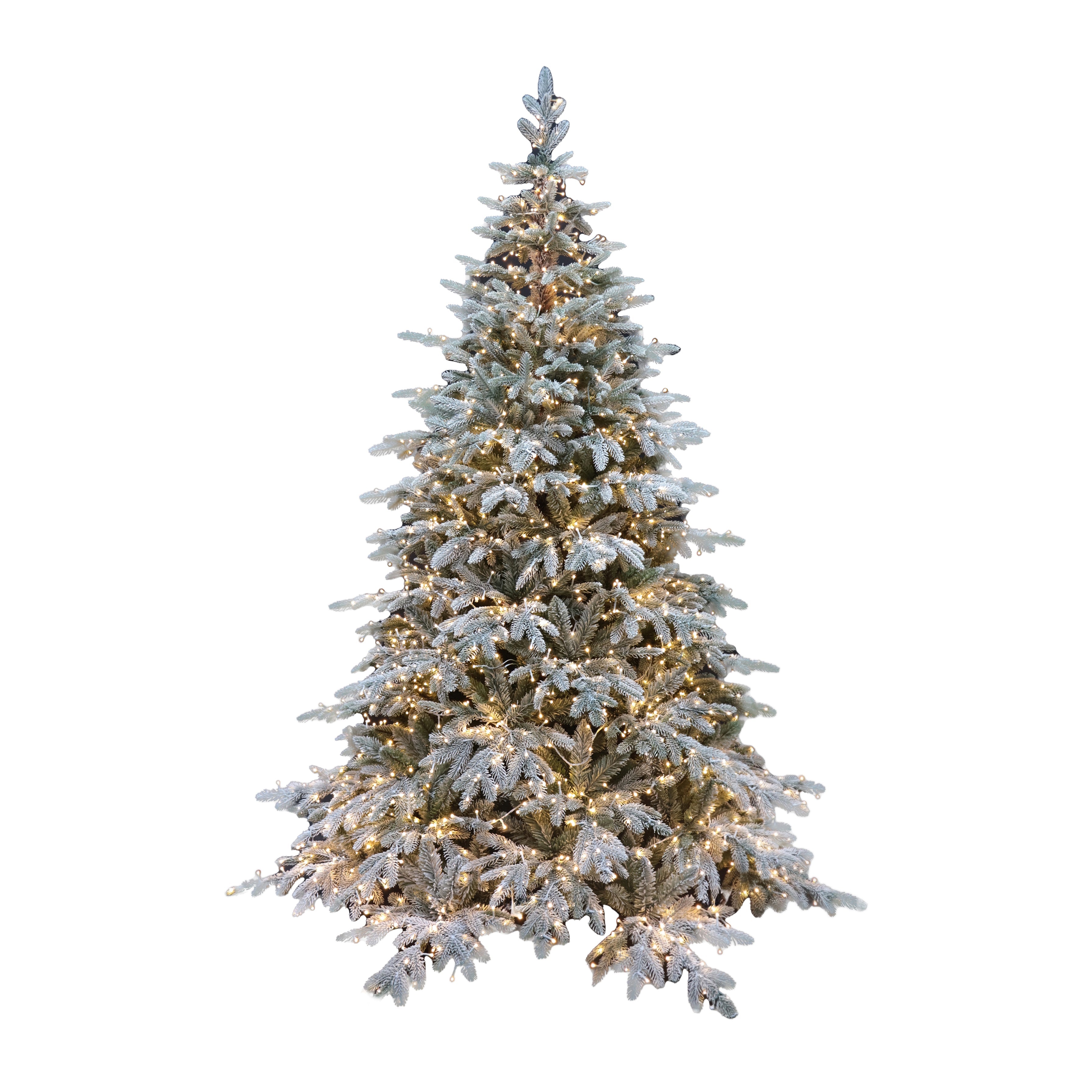 Albero di Natale Pino Verde Innevato Le Stelle St. Moritz H 240cm x L 165cm Super Folto Effetto Real-Touch with 3000 Luci Led Incorporate 3484 Rami