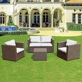 Le Stelle Set Salotto da Giardino in Polyrattan with Divano, Poltrone Tavolino e Cuscini Colore Moka
