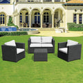 Le Stelle Set Salotto da Giardino in Polyrattan with Divano, Poltrone Tavolino e Cuscini Colore black