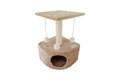 Tiragraffi per Gatti Beige Rivestimento Peluche with Palle e Palo Bianchi 34x42xh.51cm 8024299800259