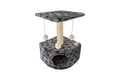 Tiragraffi per Gatti Grigio with Decorazioni a Forma di Zampa Rivestimento Peluche with Palle e Palo Bianchi 34x42xh.51cm 8024299800501