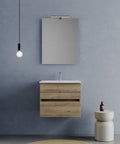 Legnox Crea badmeubel 60 cm eiken met wastafel, spiegel en LED-lamp