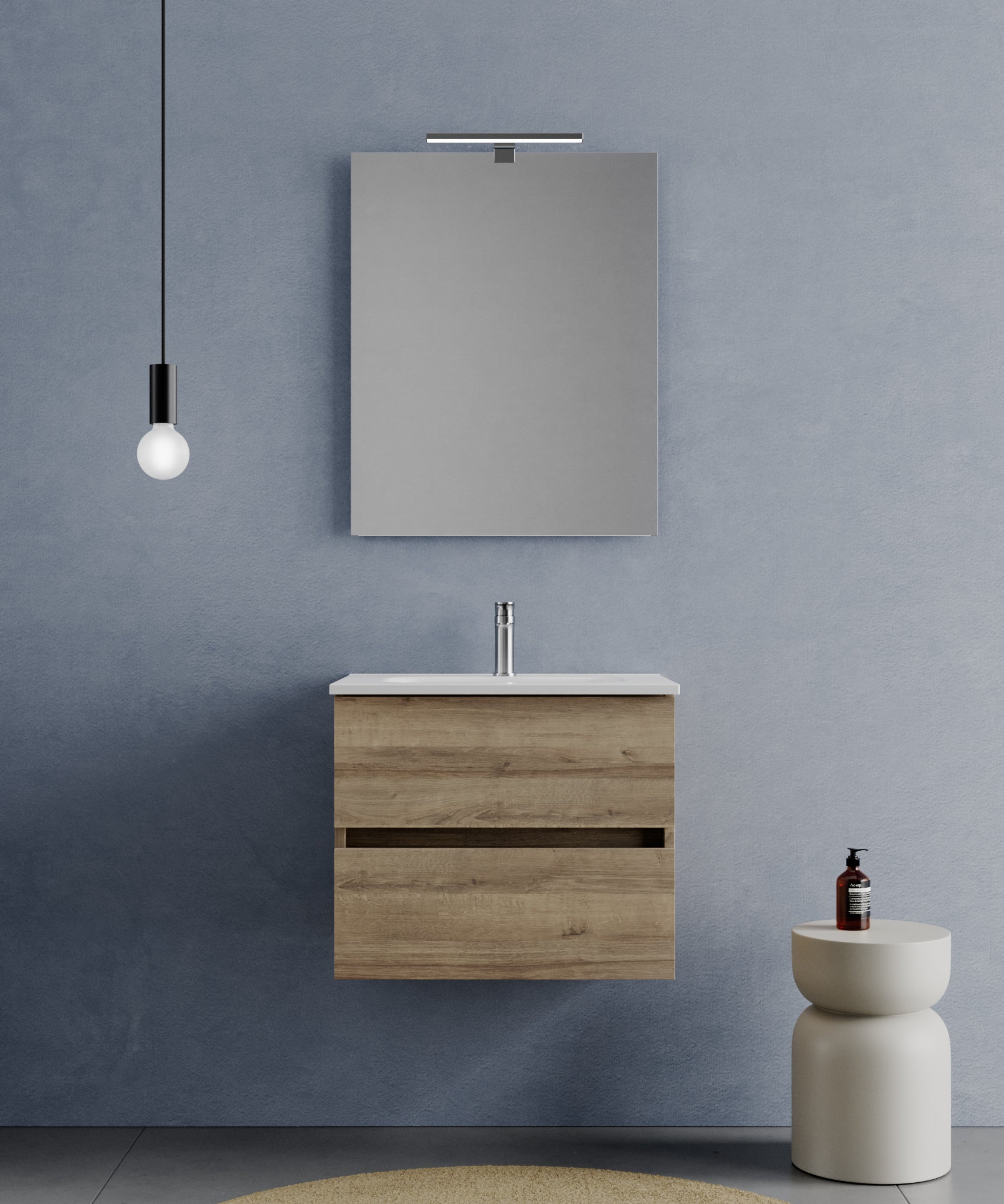 Legnox Crea badmeubel 60 cm eiken met wastafel, spiegel en LED-lamp