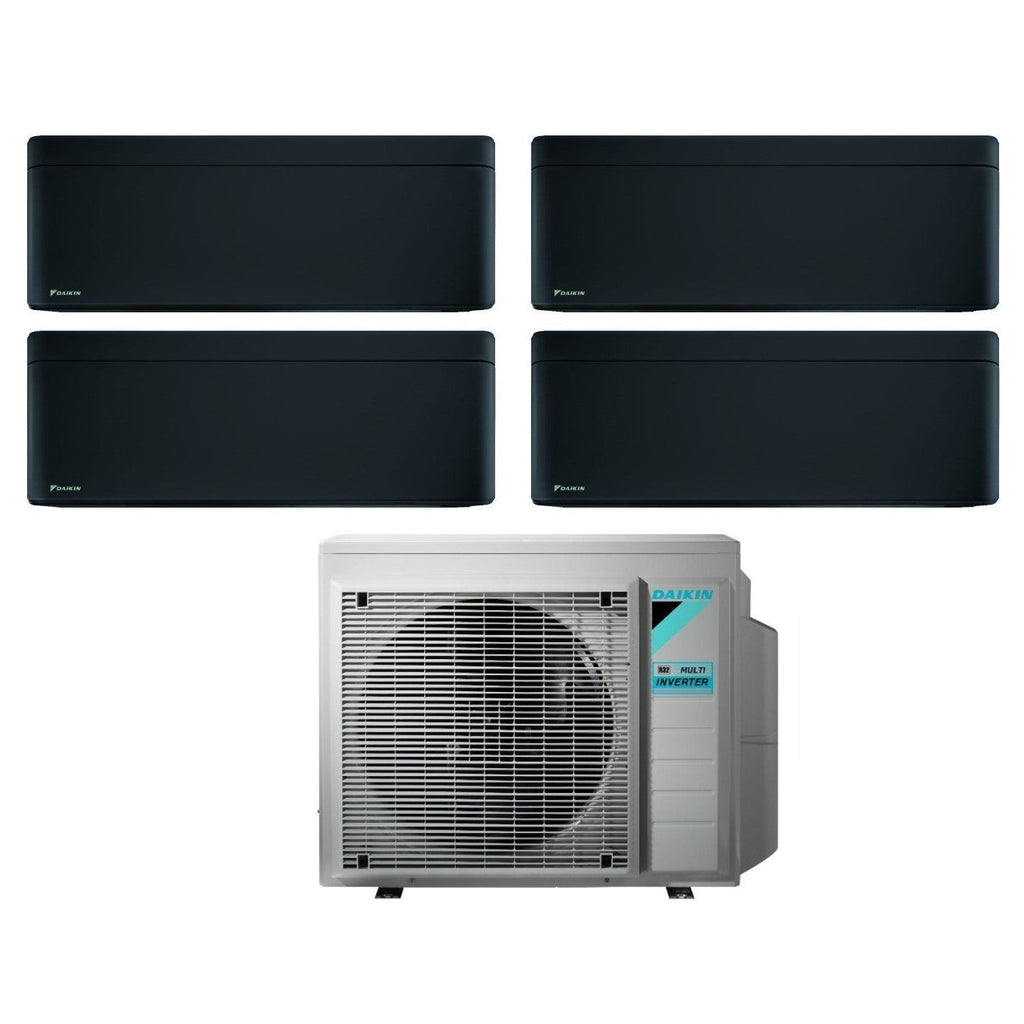 Daikin Bluevolution Air Conditioner Split Inverter Panels STYLISH TOTAL BLACK series 9+9+9+12 with 4MXM80N R-32 Integrated Wi-Fi 9000+9000+9000+12000 Black Color - Italian Warranty