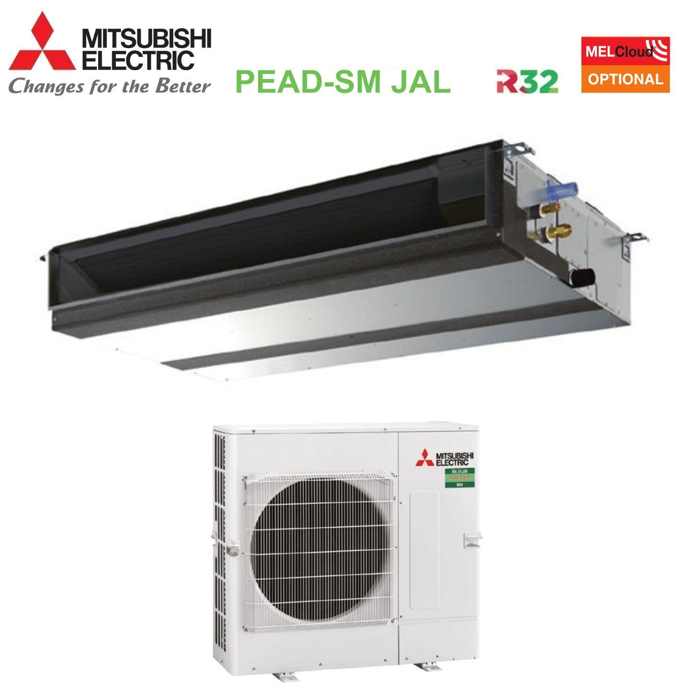 Mitsubishi Electric Ducted Air Conditioner Ducted Inverter Medium Head 48000 Btu PEAD-SM140JAL + PUZ-SM140YKA Three-phase R-32 Wi-Fi Optional