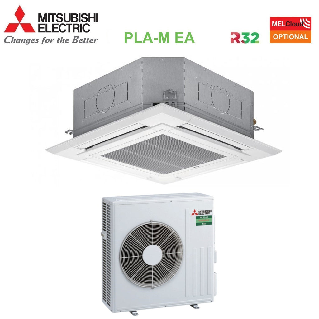 Mitsubishi Electric Air Conditioner 90x90 4-Way Cassette 24000 Btu PLA-M71EA + SUZ-M71VA R-32 Wi-Fi Optional with Grille Included