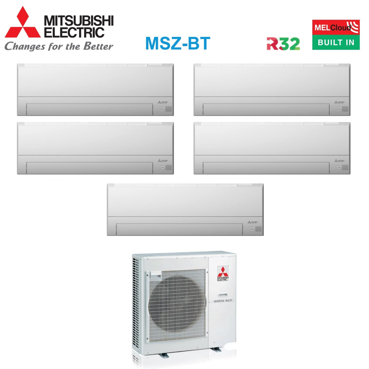 Air conditioner penta-split Mitsubishi Electric MSZ-BT 7+7+7+7+7 with MXZ-5F102VF R-32 built-in Wi-Fi