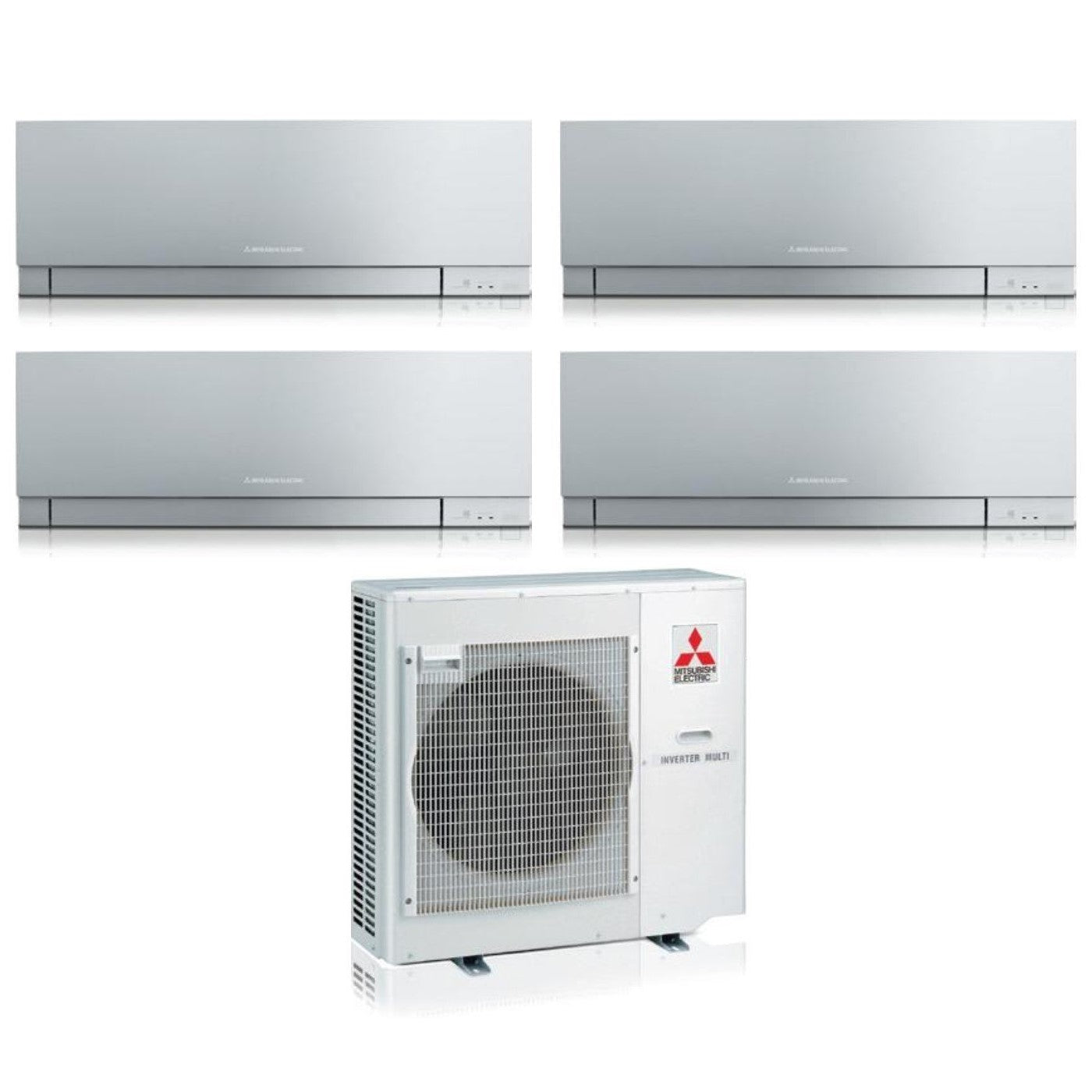 Air conditioner quad-split Mitsubishi Electric Inverter series KIRIGAMINE ZEN SILVER MSZ-EF 7+7+7+9 with MXZ-4F72VF R-32 built-in Wi-Fi Colore Argento 7000+7000+7000+9000