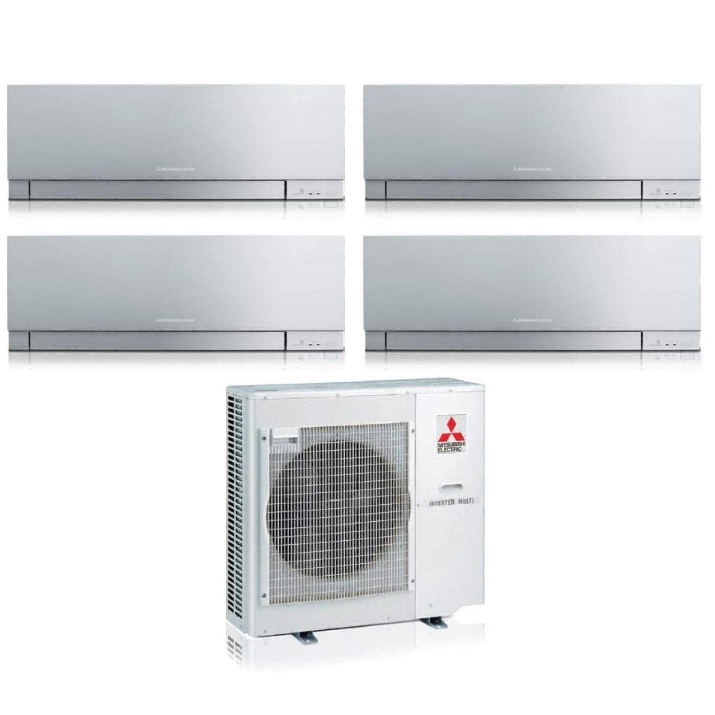 Mitsubishi Electric Air Conditioner Split Inverter Panels KIRIGAMINE ZEN SILVER series MSZ-EF 7+7+9+9 with MXZ-4F72VF R-32 Integrated Wi-Fi Silver Color 7000+7000+9000+9000