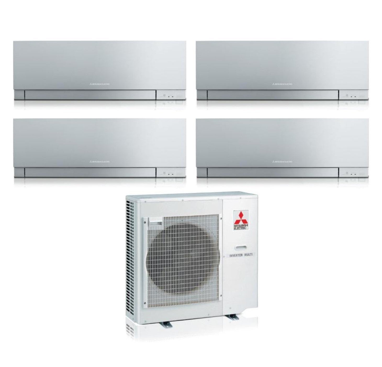 Mitsubishi Electric Air Conditioner Split Inverter Panels KIRIGAMINE ZEN SILVER series MSZ-EF 9+9+9+12 with MXZ-4F72VF R-32 Integrated Wi-Fi Silver Color 9000+9000+9000+12000