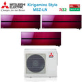 Air conditioner tri-split Mitsubishi Electric Kirigamine Style Ruby Red 9000+9000+9000 with MXZ-3F54VF R-32 built-in Wi-Fi