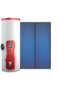 Pleion Solar Thermal System for DHW production ECO COMPACT boiler with 2 UNIKO21 flat collectors 300 liters very high efficiency and maximum yield complete with fixing system 4.18 m2