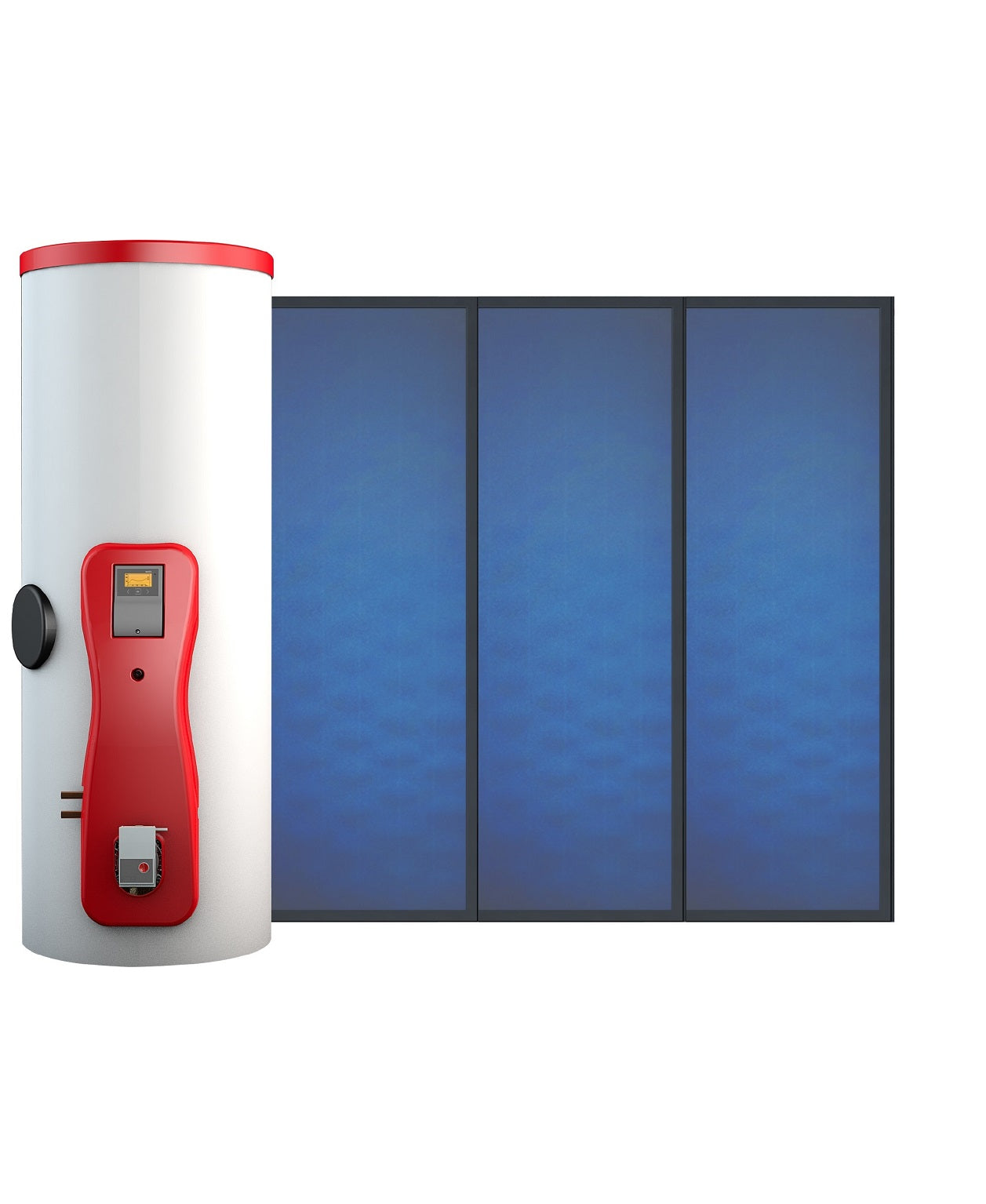 Pleion Solar Thermal System for DHW production ECO COMPACT boiler with 2 UNIKO21 flat collectors 500 liters very high efficiency and maximum yield complete with fixing system 6.27 m2