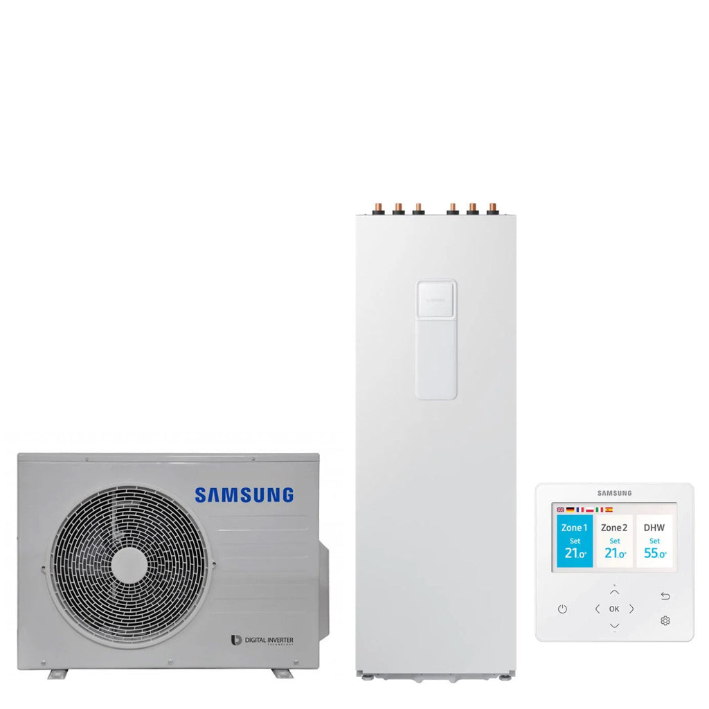 ClimateHub Samsung AE060RXEDEG/EU Split Air-Water Heat Pump + 260 liter AE260RNWSEG/EU Kettle with Control Included