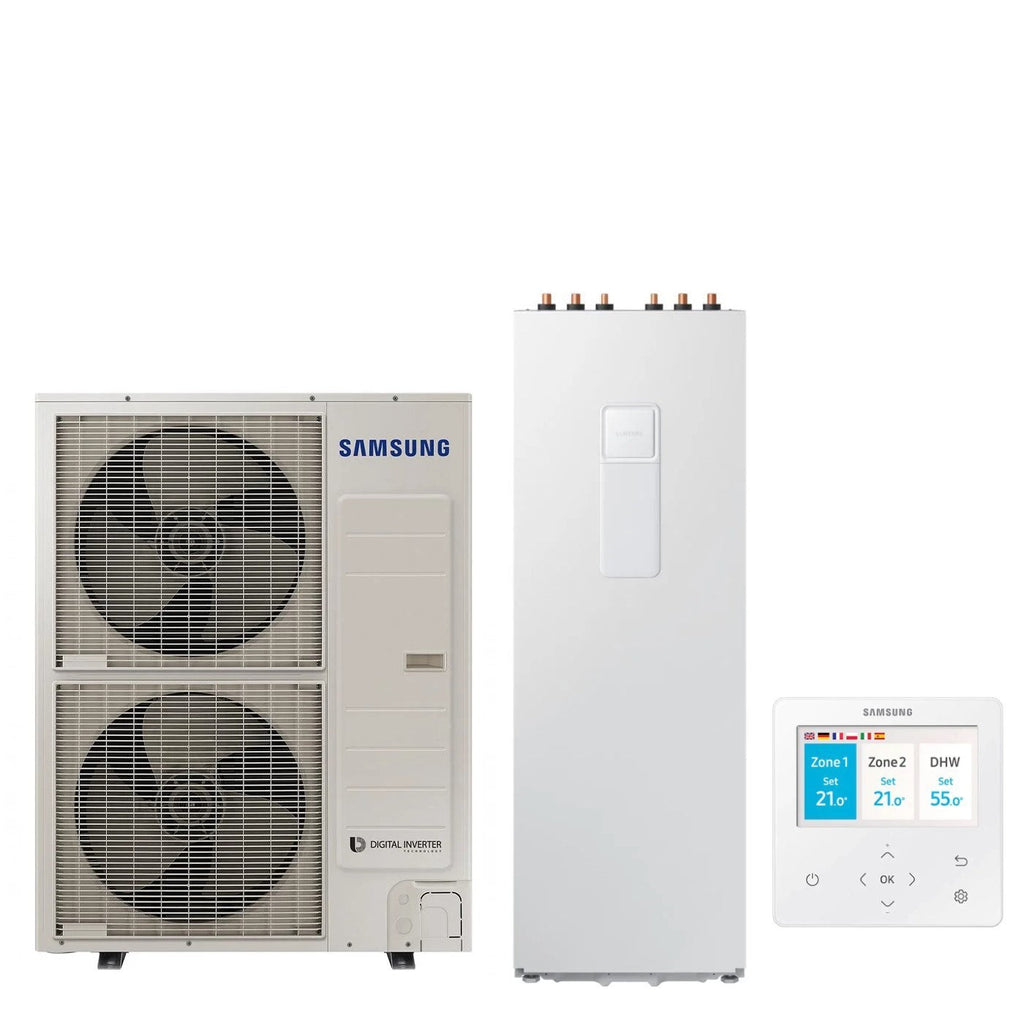 Pompa di Calore Aria-Acqua Splittata ClimateHub Samsung AE120RXYDEG/EU + Bollitore AE260RNWMEG/EU di 260 litri with Comando Incluso