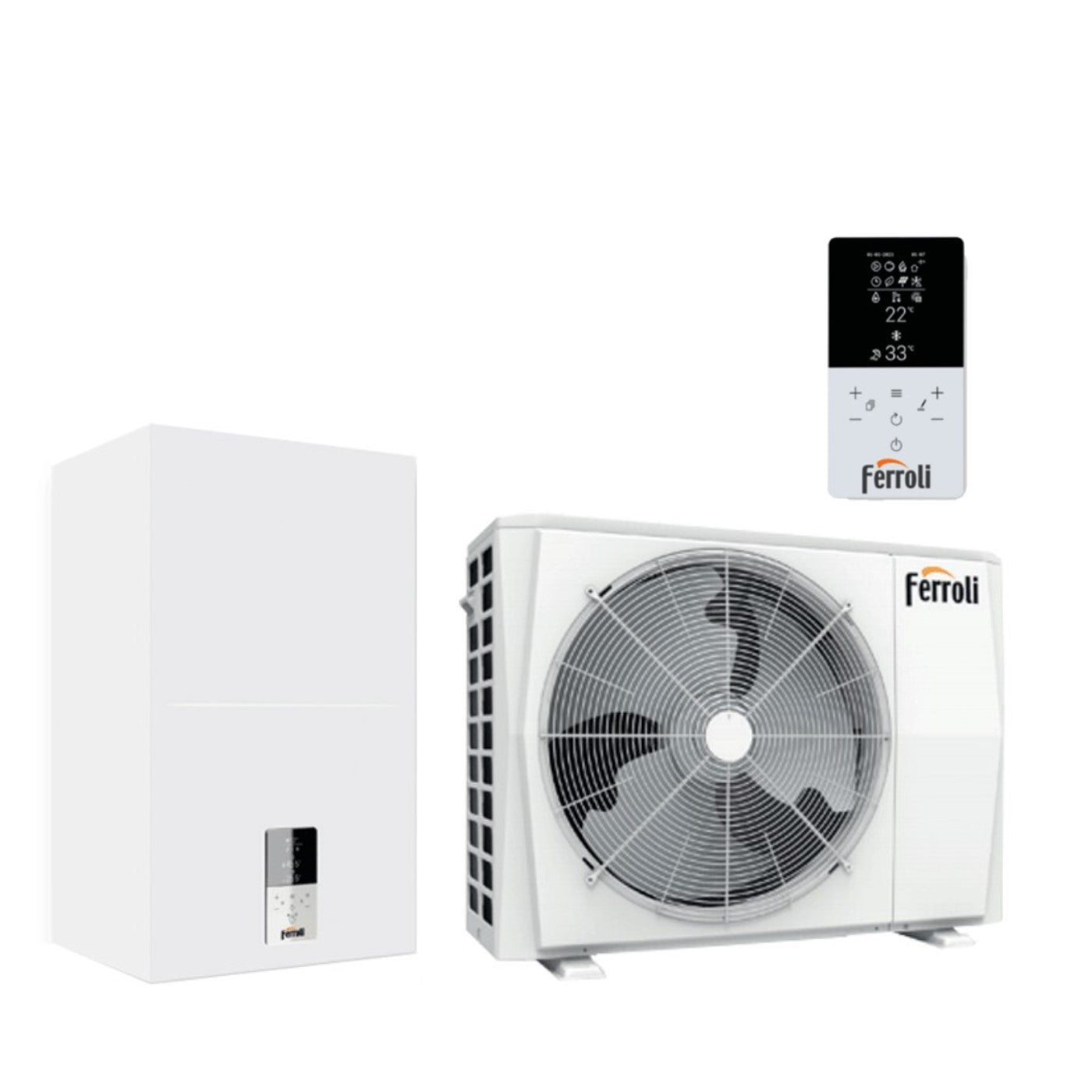 Hybrid Air/Water Heat Pump Ferroli Omnia S Hybrid 3.2 C 8 kW for split installation with instant DHW production control included on board the machine