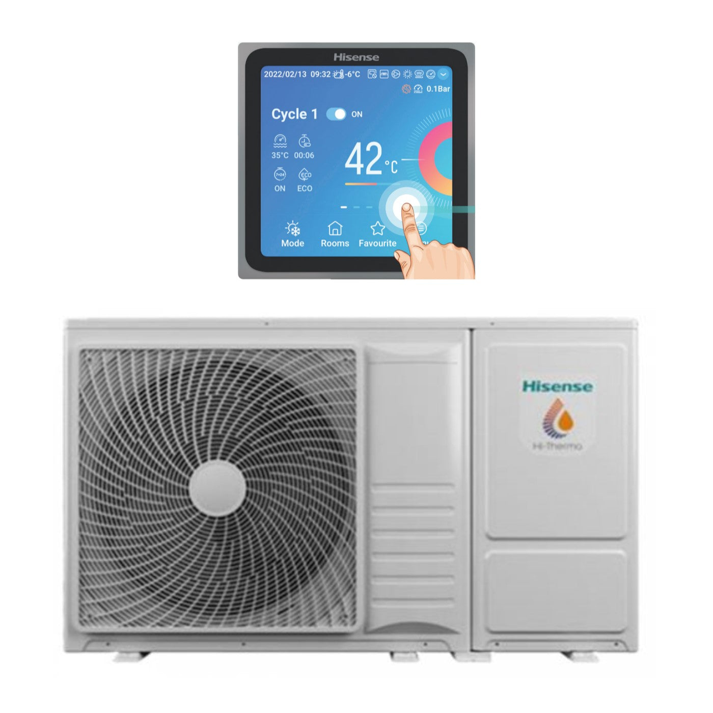 Pompa di Calore Reversibile Monoblocco Hisense Hi-Terma AHZ-044HCDS1 R-32 optional Wi-Fi with Comando Incluso