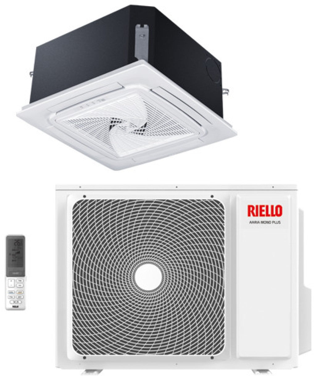 Condizionatore a Cassetta 4 Vie 60x60 Riello 9000 Btu AARIA MONO PLUS AMK 25 P R-32 con Pannello e  Telecomando inclusi