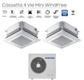 Samsung Dual Split Inverter Air Conditioner Cassette 4 Way Mini Windfree 12+12 with AJ068TXJ3KG/EU R-32 12000+12000 Wi-Fi Optional with Grille Included