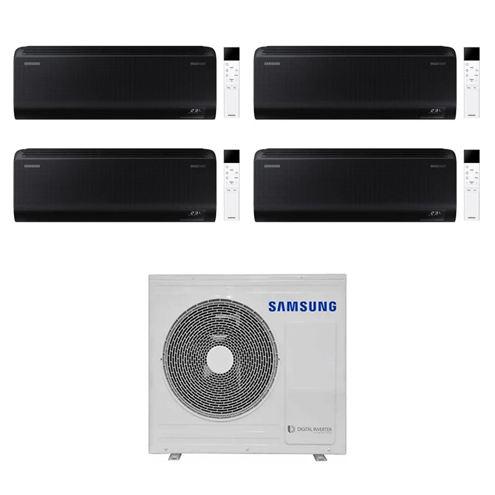 Air conditioner quad-split Samsung Inverter series WINDFREE BLACK 9+9+9+9 with AJ080TXJ4KG R-32 built-in Wi-Fi 9000+9000+9000+9000