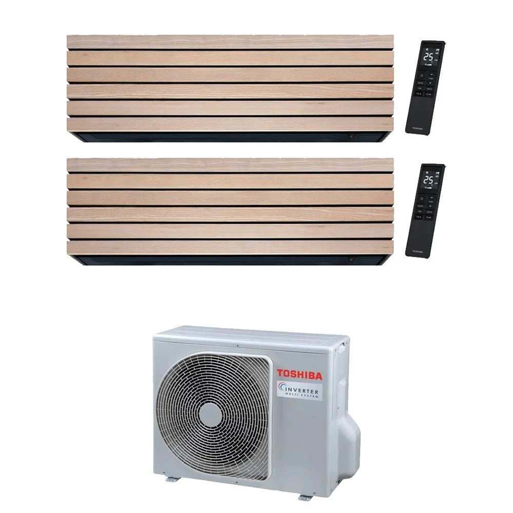 Air conditioner dual-split Toshiba Daiseikai 10 Wood 10+18 (9+18) with RAS-2M18G3AVG-E R-32 built-in Wi-Fi