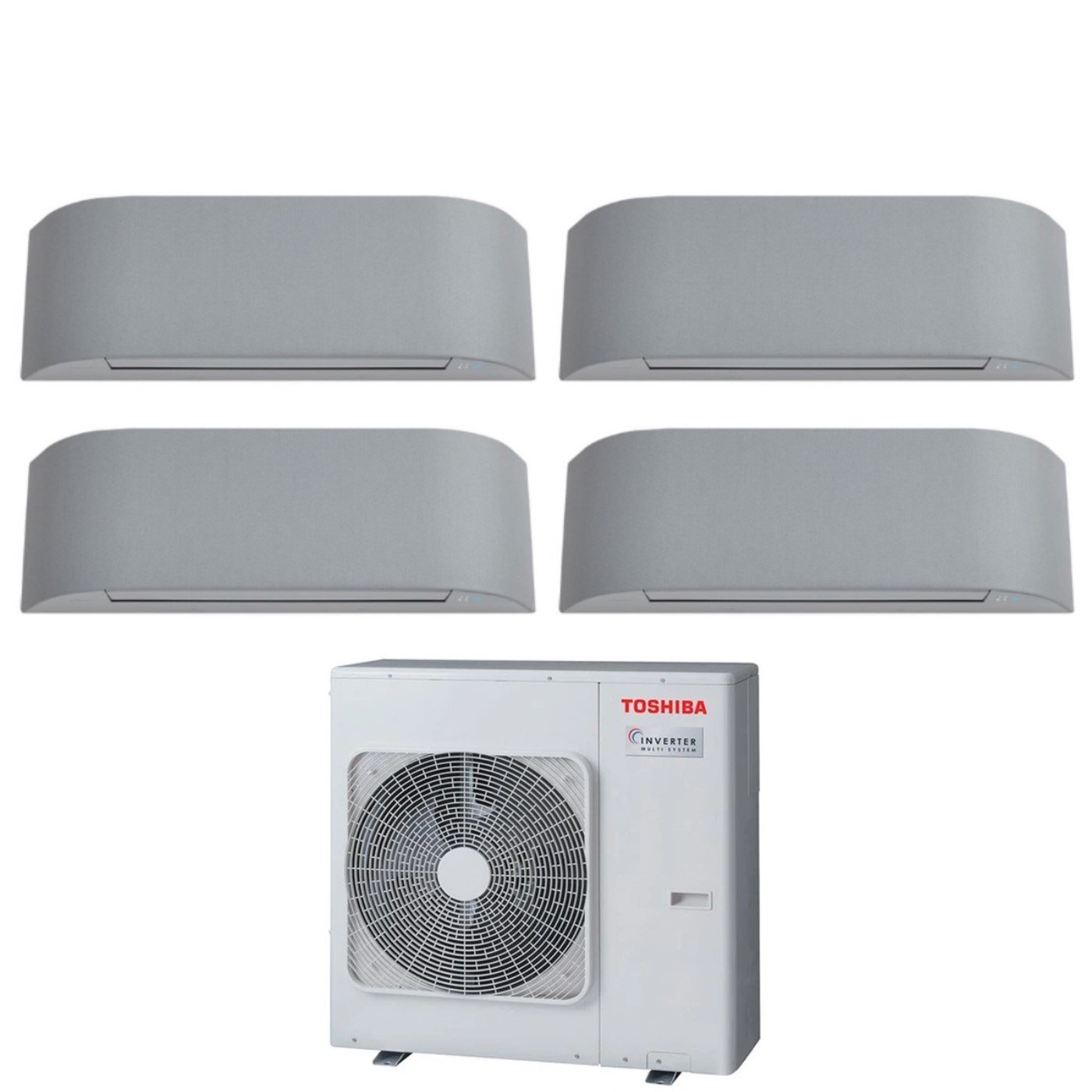 Air conditioner quad-split Toshiba Inverter series HAORI 10+13+13+13 (9+12+12+12) RAS-4M27U2AVG-E R-32 built-in Wi-Fi 10000+13000+13000+13000 (9000+12000+12000+12000) Grigio Chiaro