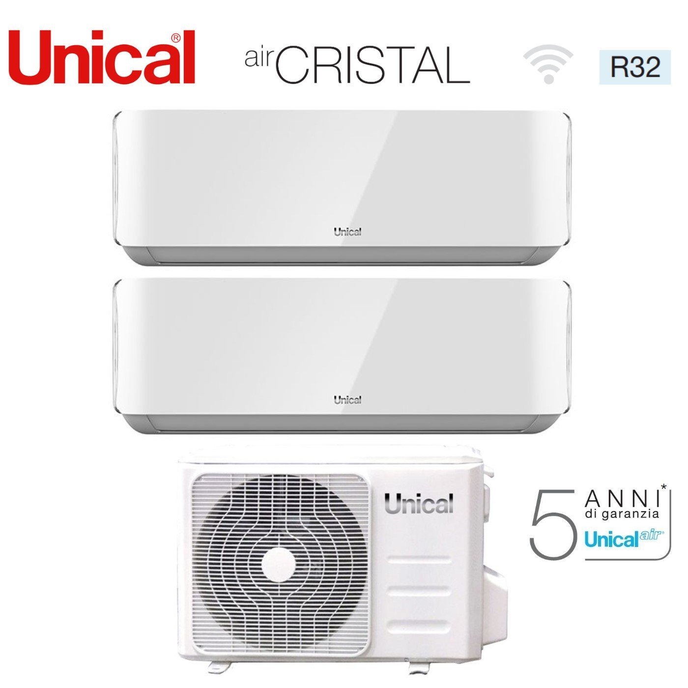 Unical 10+10 BTU Dual-Split Air Conditioner Inverter R-32 Wi-Fi optional | XMX2
