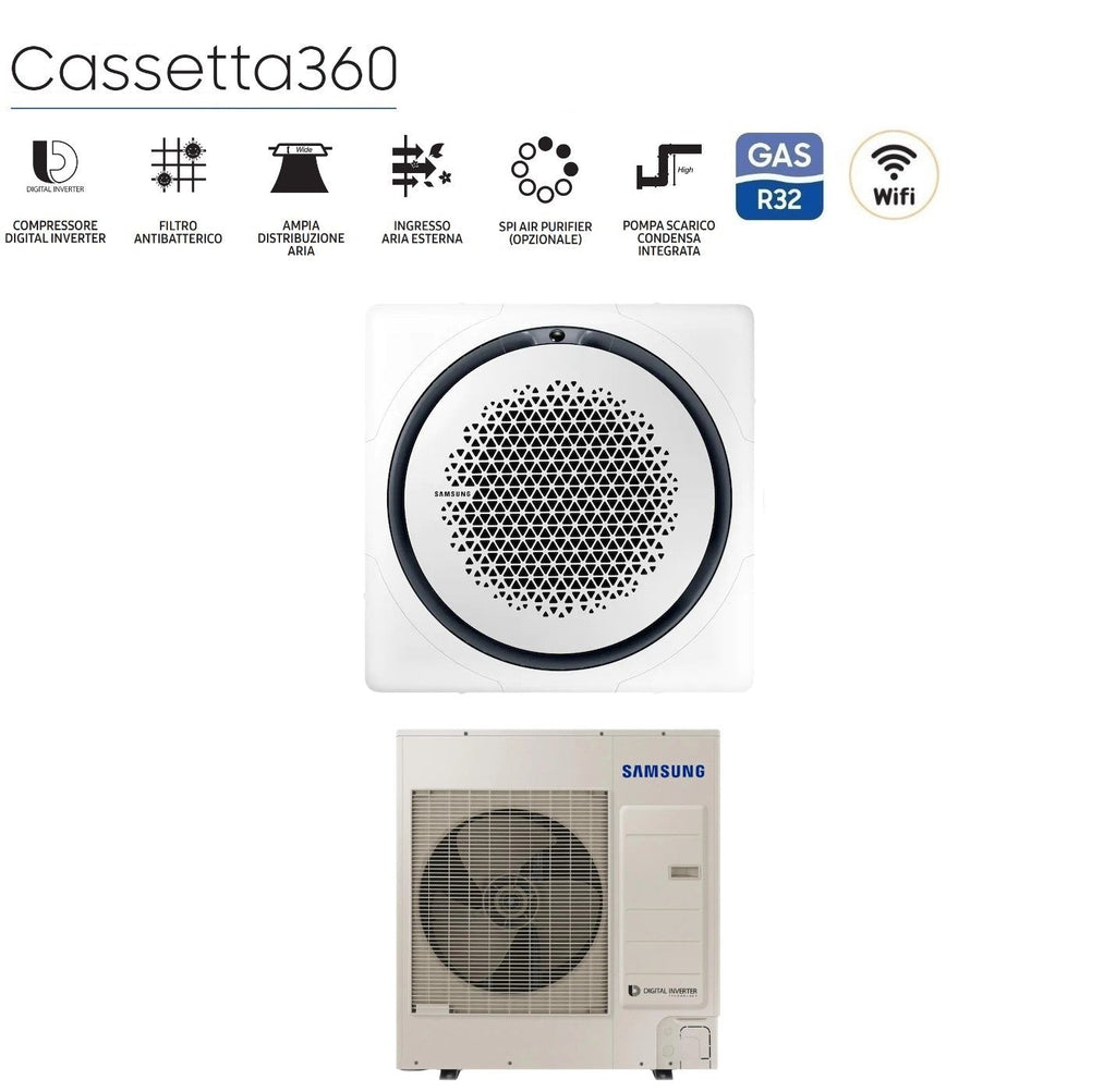 Samsung Inverter Air Conditioning Cassette 360° 42000 Btu AC120RN4PKG/EU Single Phase R-32 Wi-Fi Optional Various Panels Available