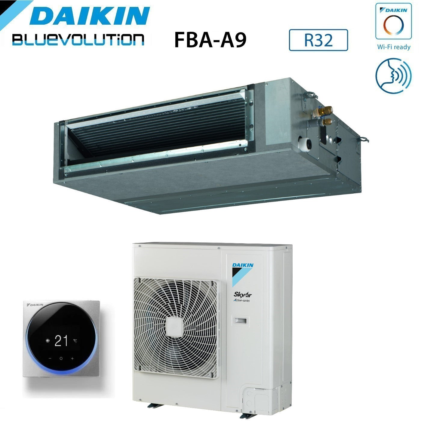 Daikin Bluevolution Ducted Air Conditioner Medium Head 36000 Btu FBA100A + RZASG100MV1 Single Phase R-32 Wi-Fi Optional