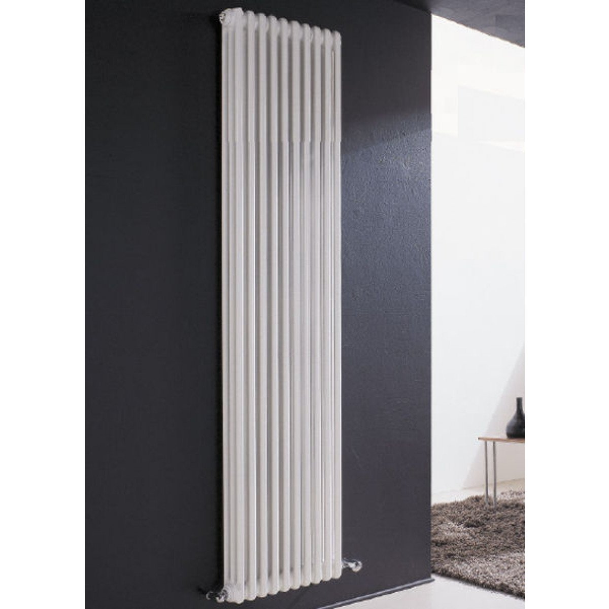 Complete battery Radiator Tubular steel radiator Cordivari Ardesia 3 Columns from 3 to 20 elements h 1800 mm center distance 1744 mm caps and reductions included 20 elements h. 1800