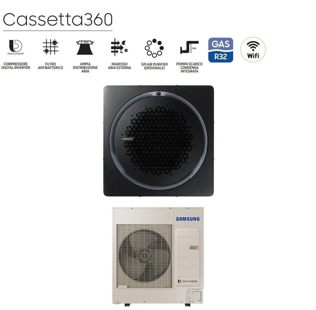 Samsung Inverter Air Conditioning Cassette 360° 42000 Btu AC120RN4PKG/EU Single Phase R-32 Wi-Fi Optional Various Panels Available