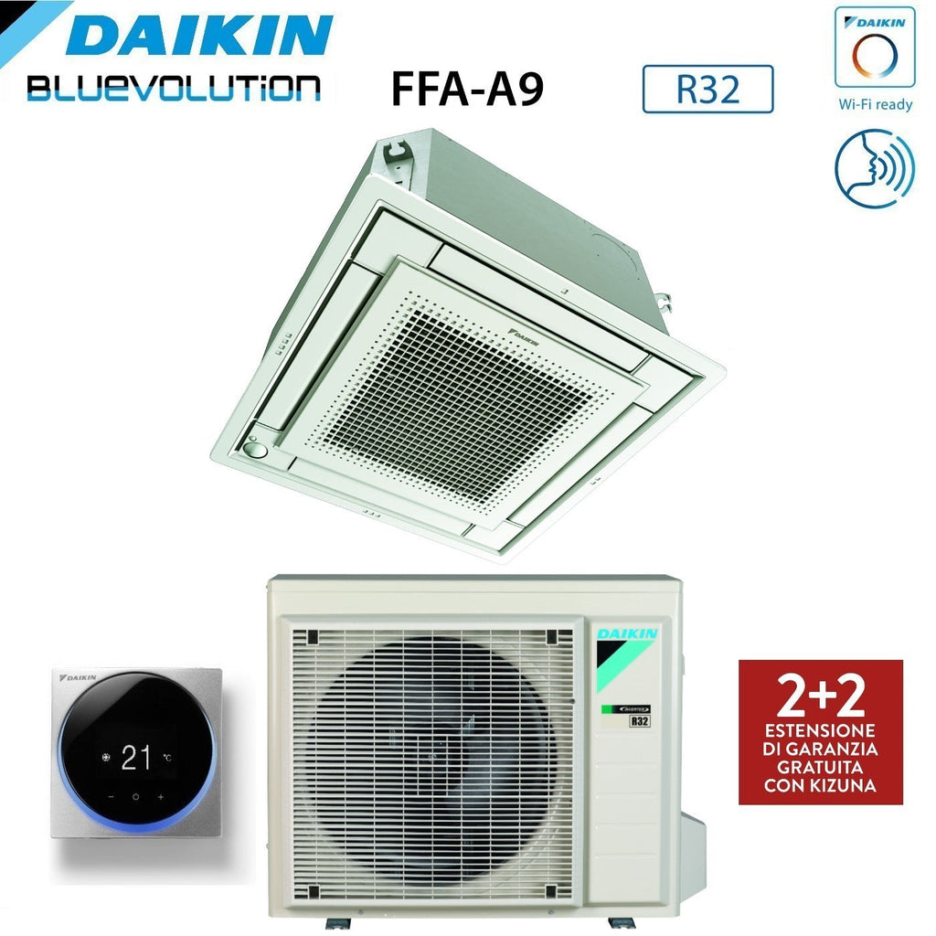 Daikin Fully Flat Cassette Air Conditioner 9000 Btu FFA25A9 R-32 Wi-Fi Optional with Grille Included Class A++/A+ - Italian Warranty