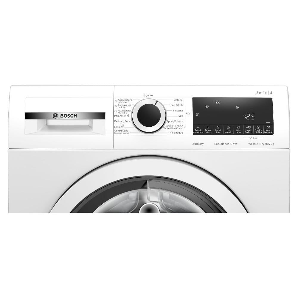 Lavasciuga Bosch series 4 WNA144V0IT 9 Kg Lavaggio 5 Kg Asciugatura Classe E 1400 Giri (A84,8xL59,8xP59) EcoSilence Drive white