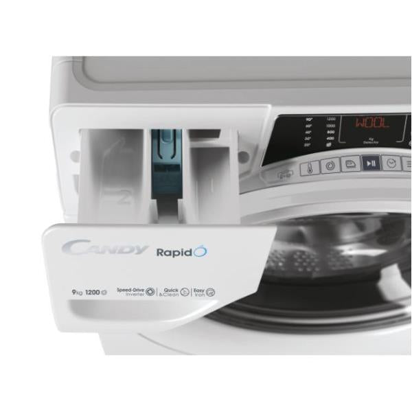 Lavatrice A Carica Frontale Candy Rapidò RO1294DWMT/1-S 9 Kg Classe A (A85xL60xP53) 1200 Giri Wi-Fi + BLE Funzione vapore Motore Inverter