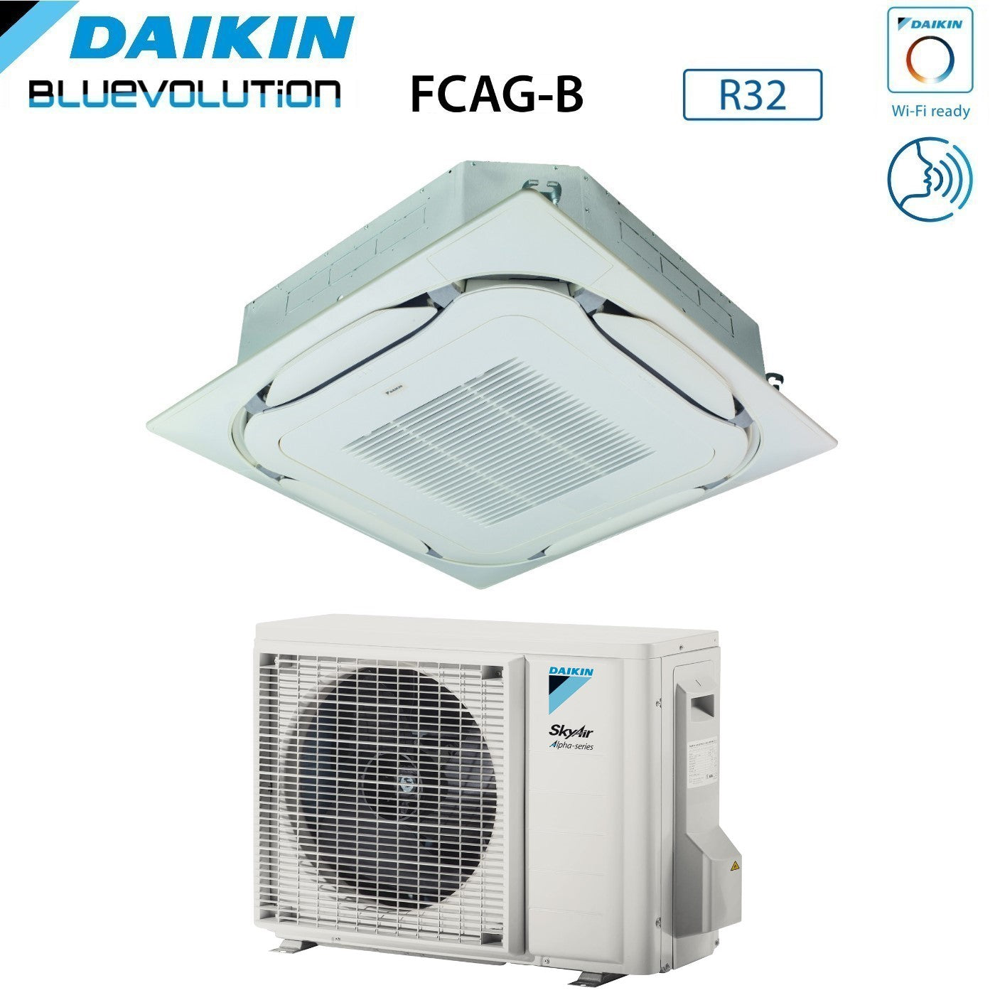 Daikin Bluevolution Round Flow Cassette Air Conditioner 18000 Btu FCAG50B + RZAG50A R-32 Wi-Fi Optional With Standard Grille Included