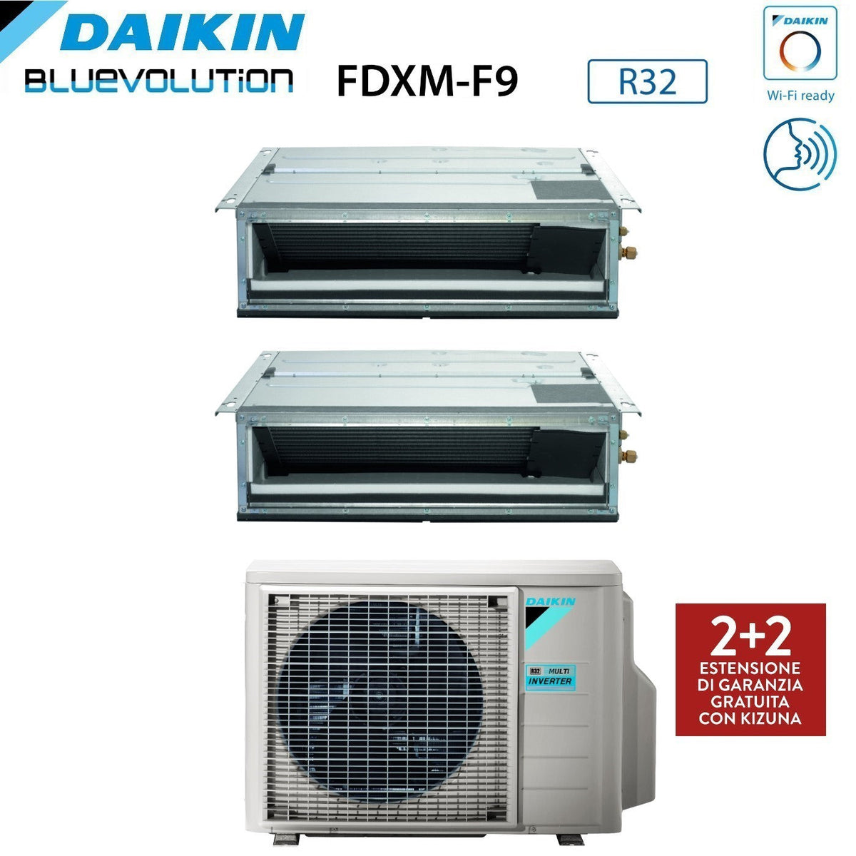 Daikin FDXM-F9 dual-split kanaal-airconditioner 2MXM40A R-32