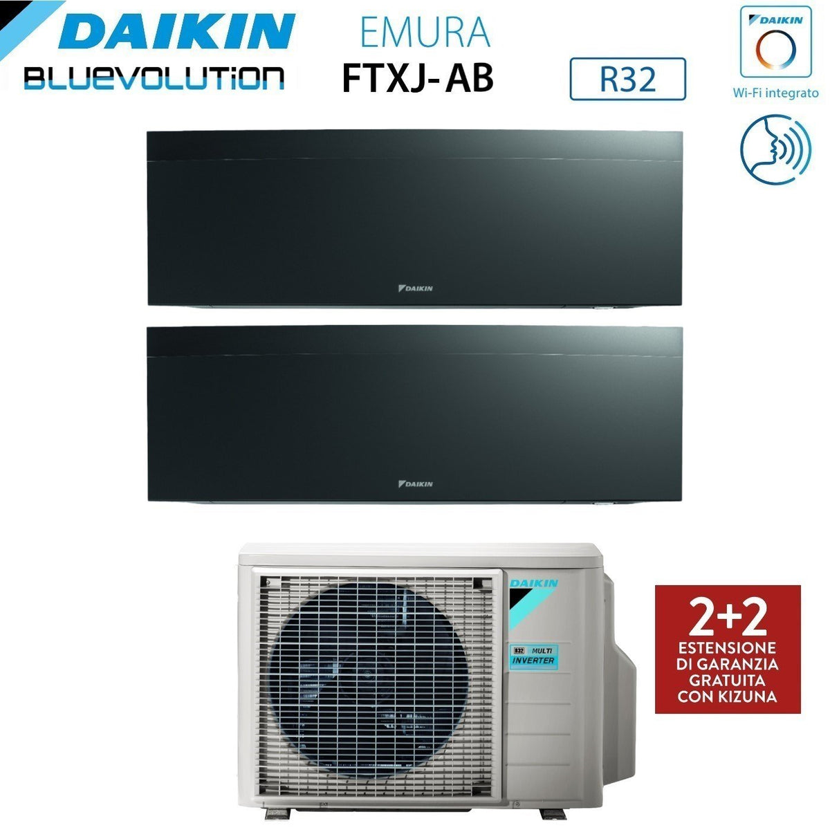 Daikin Emura III dual-split airconditioner matzwart 2MXM50A