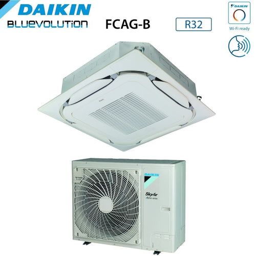 Air conditioner Daikin Bluevolution Inverter a Cassetta Round Flow SkyAir Alpha-Series 36000 Btu FCAG100B + RZAG100NV1 Monofase R-32 optional Wi-Fi Con Griglia Standard
